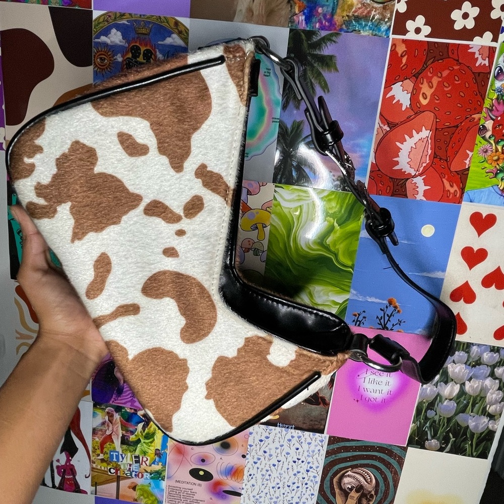 FAUX COW PRINT PURSE